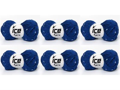 6x50gr. NATURAL COTTON LIGHT PAILLETTE Pamuk Mavi Metalik Simli, Yazlık İplikler, Pamuk, Boncuklu Pullu