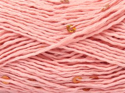 6x50gr. NATURAL COTTON LIGHT PAILLETTE Pamuk Açık Pembe Metalik Simli, Yazlık İplikler, Pamuk, Boncuklu Pullu