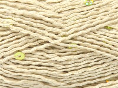 6x50gr. NATURAL COTTON LIGHT PAILLETTE Pamuk Krem Metalik Simli, Yazlık İplikler, Pamuk, Boncuklu Pullu