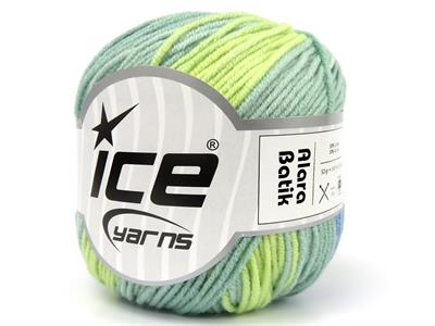 Lot of 8 Skeins Ice Yarns ALARA BATIK (50% Cotton) Yarn Blue Green Shades