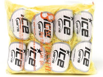 Lot of 8 Skeins Ice Yarns EYELASH GLITZ 50GR Hand Knitting Yarn Light Yellow