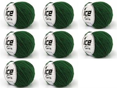 Lot of 8 Skeins Ice Yarns LANA MORBIDA (40% Wool) Hand Knitting Yarn Dark Green