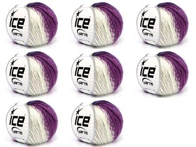 8x50gr. PANORAMA Premium Akrilik Ekru, Mor Tonları Kışlık, Düz iplikler, Batik Desenli, 100% Akrilik