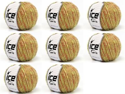 8x50gr. TOMMY WOOL GLITZ Yün, Metalik Simli, Akrilik Açık Yeşil, Bakır Metalik Simli, Kışlık, Yün, Akrilik