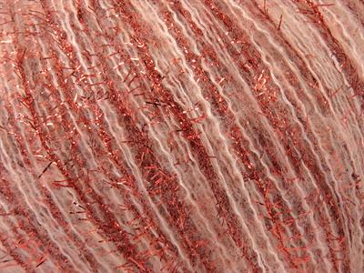 8x50gr. TOMMY WOOL GLITZ Yün, Metalik Simli, Akrilik Bakır, Açık Somon Metalik Simli, Kışlık, Yün, Akrilik