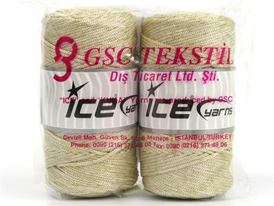 2x200gr. MACRAME BULKY GLITZ Metalik Simli Krem, Altın Metalik Simli, Yazlık İplikler, Makrame, Tığ İşi, Düz iplikler, Kalın