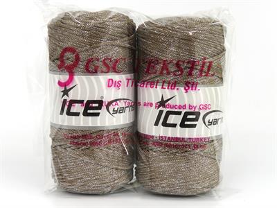 2x200gr. MACRAME BULKY GLITZ Metalik Simli Altın, Koyu Deve Tüyü Metalik Simli, Yazlık İplikler, Makrame, Tığ İşi, Düz iplikler, Kalın