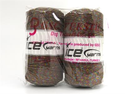 2x200gr. MACRAME BULKY GLITZ MULTI Metalik Simli Kahverengi, Yanardöner Metalik Simli, Yazlık İplikler, Makrame, Tığ İşi, Düz iplikler, Kalın