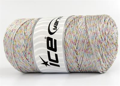 2x200gr. MACRAME BULKY GLITZ MULTI Metalik Simli Yanardöner, Ekru Metalik Simli, Yazlık İplikler, Makrame, Tığ İşi, Düz iplikler, Kalın