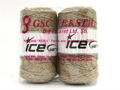 2x200gr. MACRAME BULKY GLITZ MULTI Metalik Simli Açık Kamel, Yanardöner Metalik Simli, Yazlık İplikler, Makrame, Tığ İşi, Düz iplikler, Kalın