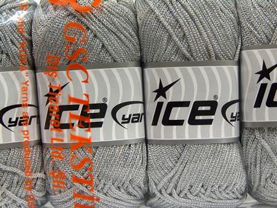 4x100gr. MACRAME CORD METALLIC  Gümüş, Açık Gri Metalik Simli, Yazlık İplikler, Makrame, Tığ İşi, Düz iplikler