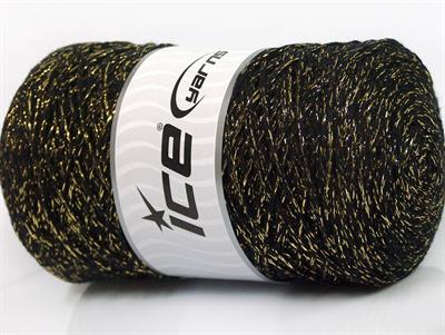 250 gr ICE YARNS MACRAME COTTON GLITZ (90% Cotton) Yarn Black Gold
