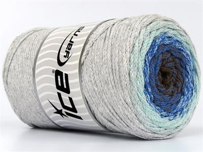 1x250gr. MACRAME COTTON MAGIC Pamuk Mavi, Deve Tüyü, Cam Göbeği, Açık Gri Yazlık İplikler, Makrame, Pamuk, Tığ İşi, Worsted
