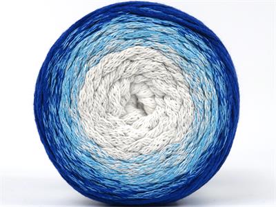 1x250gr. MACRAME COTTON MAGIC Pamuk Mavi, Beyaz, Turkuaz, Açık Gri Yazlık İplikler, Makrame, Pamuk, Tığ İşi, Worsted