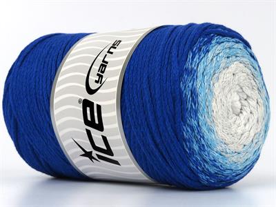 1x250gr. MACRAME COTTON MAGIC Pamuk Mavi, Beyaz, Turkuaz, Açık Gri Yazlık İplikler, Makrame, Pamuk, Tığ İşi, Worsted