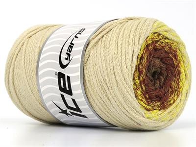 1x250gr. MACRAME COTTON MAGIC Pamuk Krem, Sarı, Kahverengi Tonları Yazlık İplikler, Makrame, Pamuk, Tığ İşi, Worsted