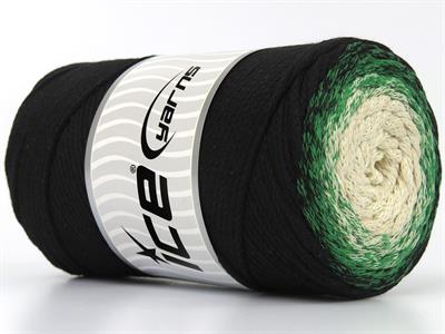 1x250gr. MACRAME COTTON MAGIC Pamuk Yeşil, Siyah, Krem Yazlık İplikler, Makrame, Pamuk, Tığ İşi, Worsted