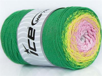 1x250gr. MACRAME COTTON MAGIC Pamuk Yeşil, Pembe, Sarı Yazlık İplikler, Makrame, Pamuk, Tığ İşi, Worsted