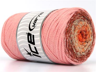 1x250gr. MACRAME COTTON MAGIC Pamuk Turuncu, Bakır, Açık Pembe, Bej Yazlık İplikler, Makrame, Pamuk, Tığ İşi, Worsted