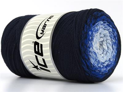 1x250gr. MACRAME COTTON MAGIC Pamuk Beyaz, Mavi Tonları, Koyu laci Yazlık İplikler, Makrame, Pamuk, Tığ İşi, Worsted