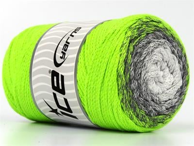 1x250gr. MACRAME COTTON MAGIC Pamuk Beyaz, Gri, Neon Yeşil Yazlık İplikler, Makrame, Pamuk, Tığ İşi, Worsted