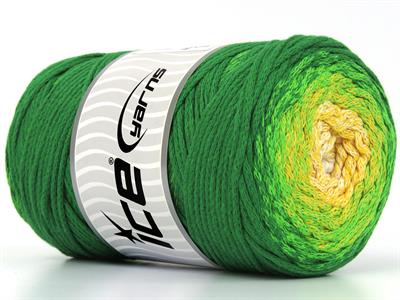 1x250gr. MACRAME COTTON MAGIC Pamuk Beyaz, Sarı, Yeşil Tonları Yazlık İplikler, Makrame, Pamuk, Tığ İşi, Worsted