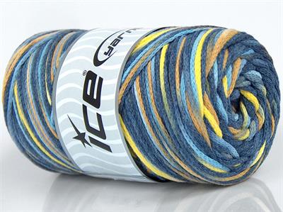 1x250gr. MACRAME COTTON PRINT Pamuk Mavi Tonları, Sarı Tonları Yazlık İplikler, Makrame, Pamuk, Tığ İşi, Düz iplikler