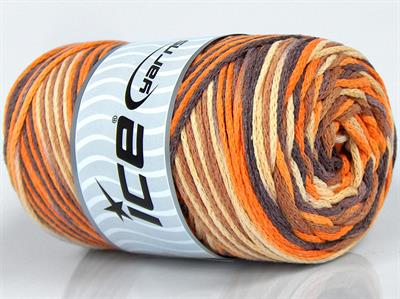 1x250gr. MACRAME COTTON PRINT Pamuk Turuncu, Sarı, Kahverengi Tonları Yazlık İplikler, Makrame, Pamuk, Tığ İşi, Düz iplikler