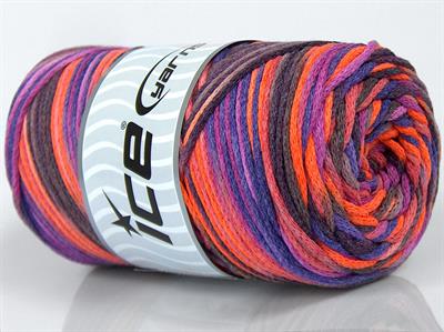 1x250gr. MACRAME COTTON PRINT Pamuk Pembe, Mor, Turuncu, Maron Yazlık İplikler, Makrame, Pamuk, Tığ İşi, Düz iplikler