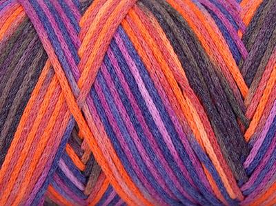 1x250gr. MACRAME COTTON PRINT Pamuk Pembe, Mor, Turuncu, Maron Yazlık İplikler, Makrame, Pamuk, Tığ İşi, Düz iplikler