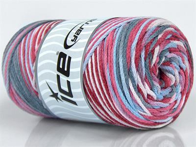 1x250gr. MACRAME COTTON PRINT Pamuk Kırmızı, Gri, Açık Mavi, Pembe tonları Yazlık İplikler, Makrame, Pamuk, Tığ İşi, Düz iplikler
