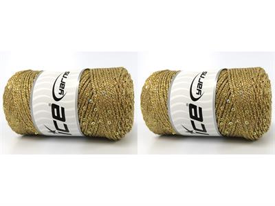 2x200gr. MACRAME GLITZ PAILLETTE Metalik Simli Altın Metalik Simli, Yazlık İplikler, Makrame, Boncuklu Pullu, Tığ İşi, Worsted