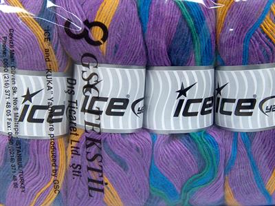 4x100gr. MADONNA Tiftik, Akrilik, Yün Mavi, Mor, Altın, Çamurcun Kışlık, Yün, Tiftik, Batik Desenli