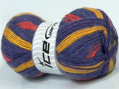 4x100gr. MADONNA Tiftik, Akrilik, Yün Turuncu, Altın, Lavanta Kışlık, Yün, Tiftik, Batik Desenli