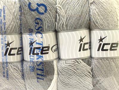 Lot of 4 x 100gr Skeins Ice Yarns MAGIC GLITZ Yarn Black Grey White Silver