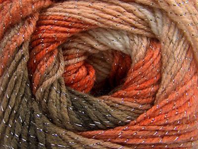 Lot of 4 x 100gr Skeins Ice Yarns MAGIC GLITZ Yarn Brown Shades Orange