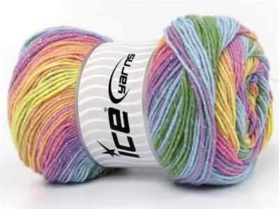 Lot of 4 x 100gr Skeins Ice Yarns MAGIC GLITZ Yarn Pastel Rainbow