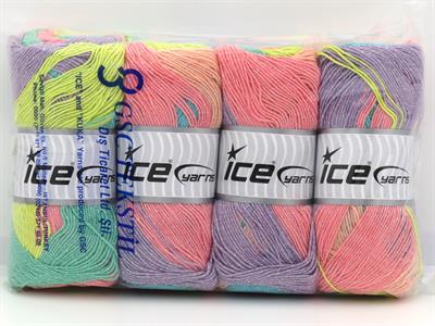 4x100gr. MAGIC GLITZ Simli, Akrilik Gökkuşağı Metalik Simli, Kışlık, Bebe, Batik Desenli