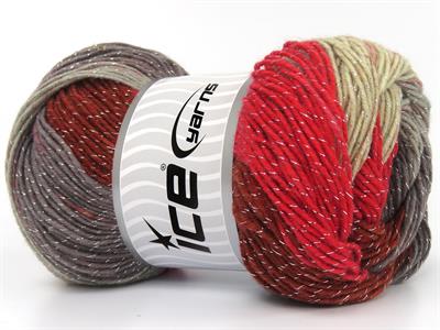 Lot of 4 x 100gr Skeins Ice Yarns MAGIC GLITZ Yarn Cream Grey Light Maroon Red Copper