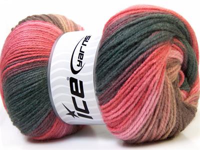 4x100gr. MAGIC LIGHT Akrilik Kahverengi Tonları, Pembe tonları Kışlık, Bebe, Batik Desenli, 100% Akrilik