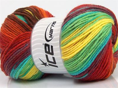 Lot of 4 x 100gr Skeins Ice Yarns MAGIC LIGHT Yarn Yellow Green Turquoise Maroon Red Burgundy