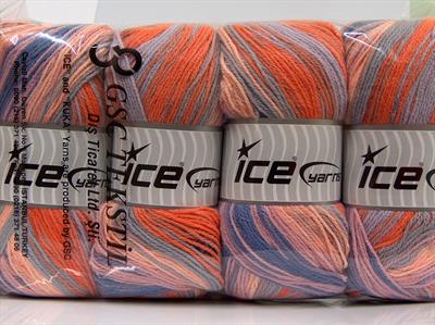 Lot of 4 x 100gr Skeins Ice Yarns MAGIC LIGHT Yarn Lilac Orchid Salmon Grey