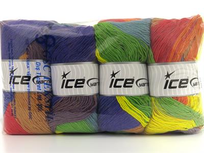 4x100gr. MAGIC LIGHT Akrilik Gökkuşağı Kışlık, Bebe, Batik Desenli, 100% Akrilik