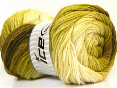 4x100gr. MAGIC LIGHT Akrilik Beyaz, Yeşil Tonları Kışlık, Bebe, Batik Desenli, 100% Akrilik