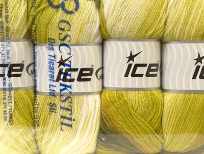 4x100gr. MAGIC LIGHT Akrilik Beyaz, Yeşil Tonları Kışlık, Bebe, Batik Desenli, 100% Akrilik