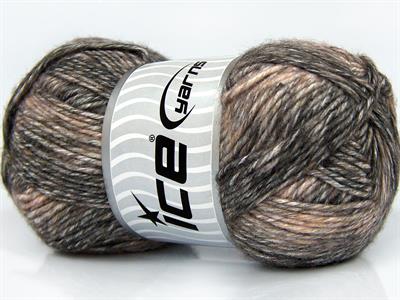 2x150gr. MEGA STAR Yün, Akrilik Siyah, Krem, Açık Somon Kışlık, Yün, Batik Desenli