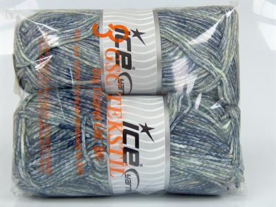 2x150gr. MEGA STAR Yün, Akrilik Mavi, Yeşil Tonları Kışlık, Yün, Batik Desenli