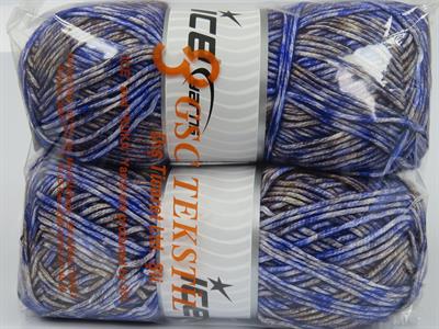 2x150gr. MEGA STAR Yün, Akrilik Kahverengi, Beyaz Kışlık, Yün, Batik Desenli