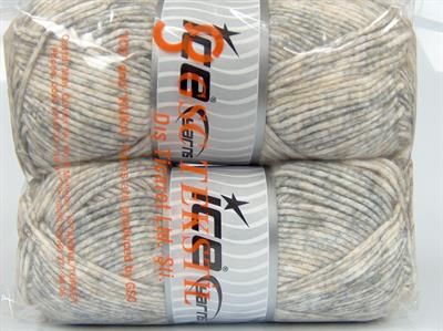 2x150gr. MEGA STAR Yün, Akrilik Krem, Açık Gri, Bej Kışlık, Yün, Batik Desenli