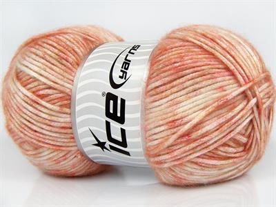 2x150gr. MEGA STAR Yün, Akrilik Krem, Somon Tonları Kışlık, Yün, Batik Desenli